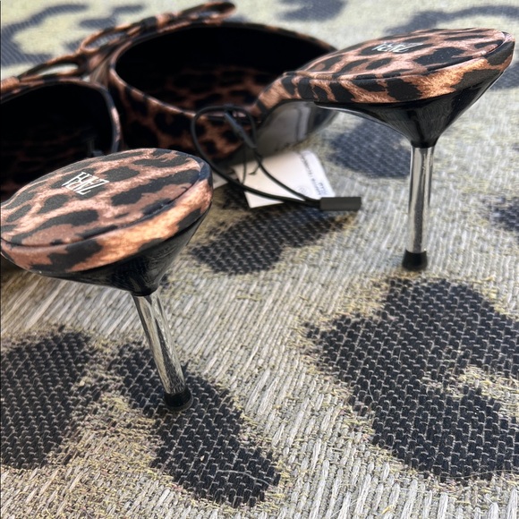 Zara Bow Leopard Animal Print Kitten Heel Mules - Picture 6 of 13